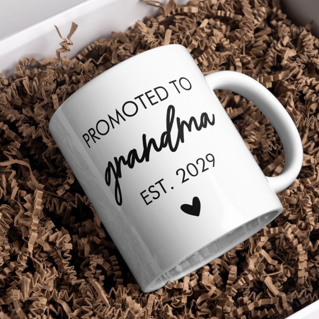 Personnalisé promu à grand-mère et grand-père Mug (baby announcement gift idea, gift for new grandparents, personalized baby shower mug,)