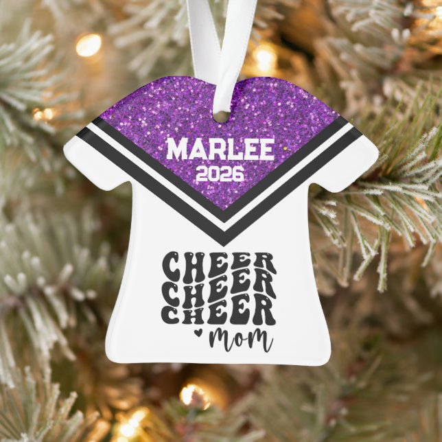Personnalisé Purple & Black Cheer Ornament (Arbre)
