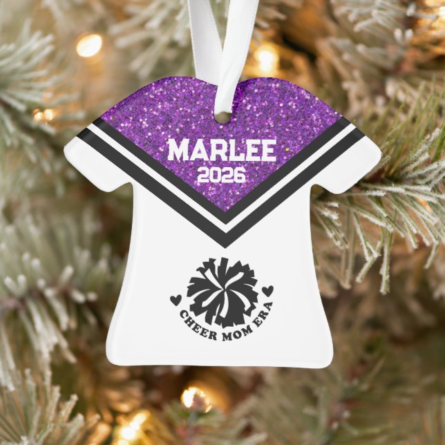 Personnalisé Purple & Black Cheer Ornament (Arbre)