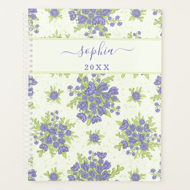 Personnalisé Purple Floral 2024 2025 Élégant (Devant)
