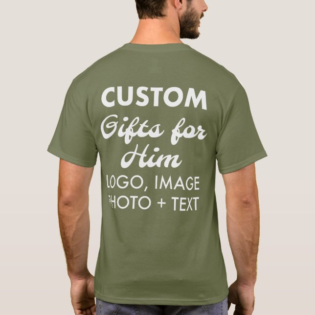 Personnalisé Retour Hommes de l'armée T-shirt vert (Dos)