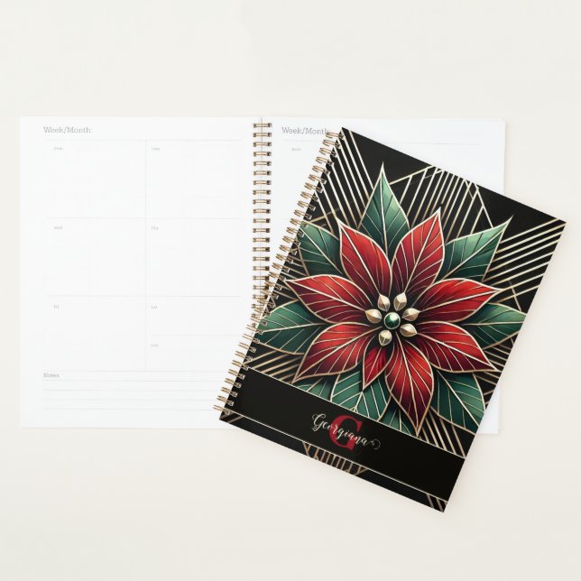 Personnalisé Retro Art Déco Floral Poinsettia (Devant avec enveloppe)
