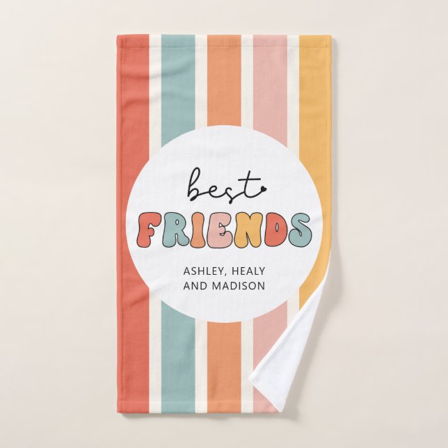 Personnalisé Retro Meilleurs Amis BFFs Mete Bestie (Serviette à main)