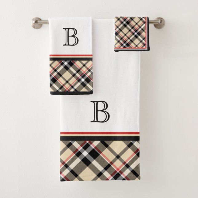 Personnalisé Rouge Beige Noir Blanc Tartan Plaid M (En situation)