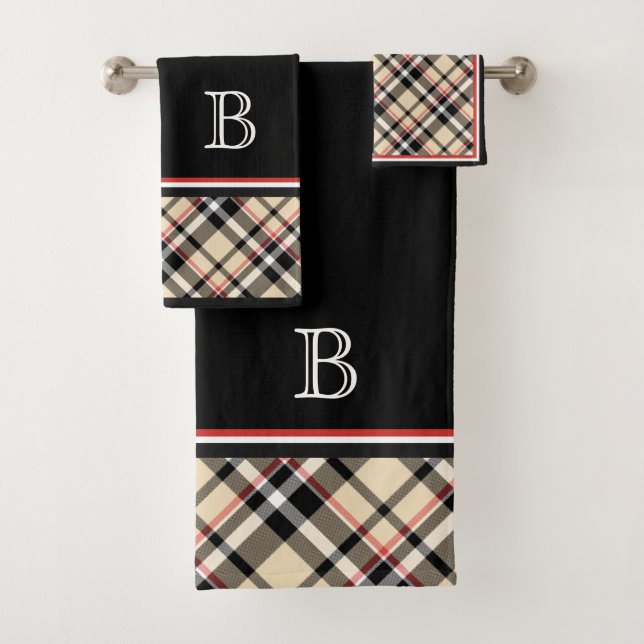 Personnalisé Rouge Beige Noir Blanc Tartan Plaid M (En situation)