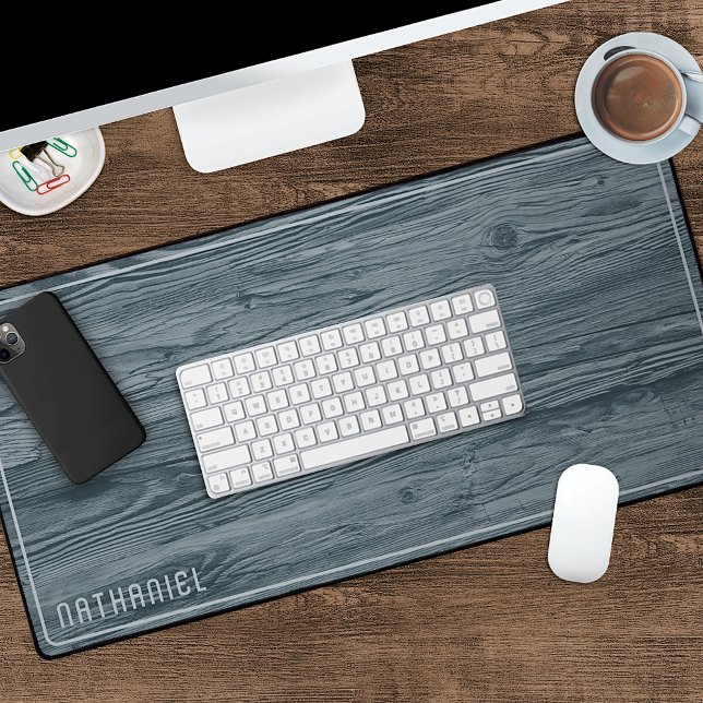 Personnalisé Rustic Blue Gris Couleur Faux Woodgra (Créateur téléchargé)