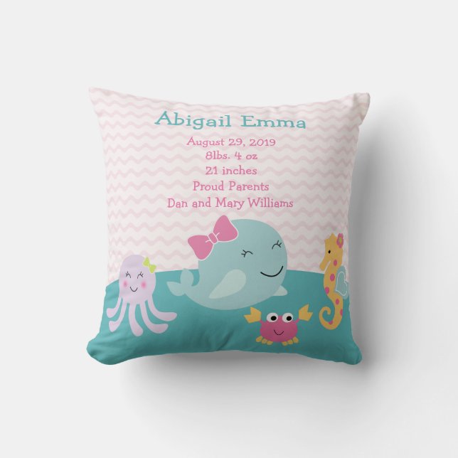 Personnalisé Sea Sweeties Baby Coussin Keepsaké (Recto)