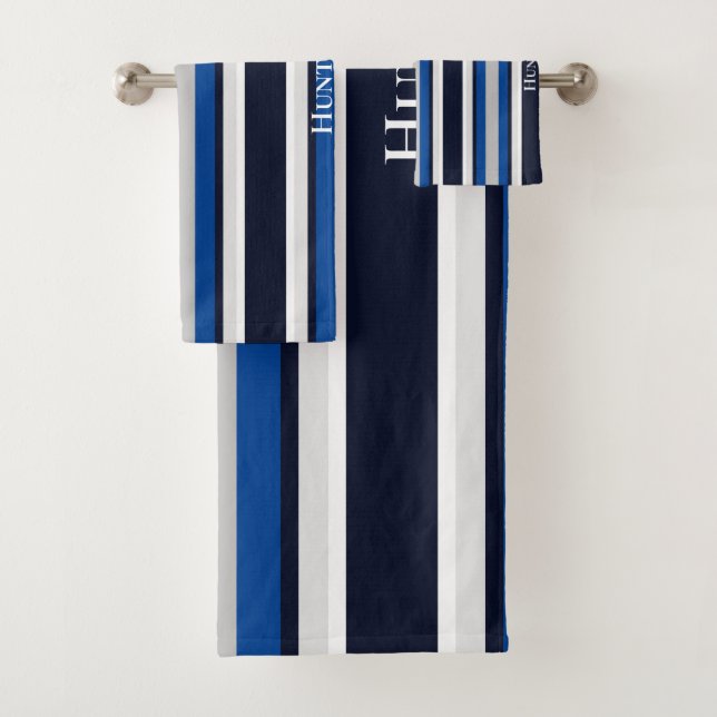 Personnalisé Simple Bleu Marine Rayé Nautical  (En situation)