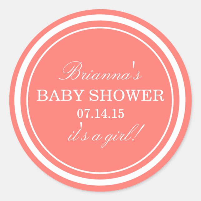 Personnalisé | Stickers Baby shower rose (Devant)