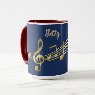 Personnalisé, Symboles de musique, Mug Combo Bleu 