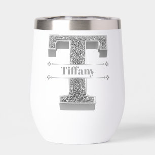 Personnalisé T Monogramme initial d'argent Votre n