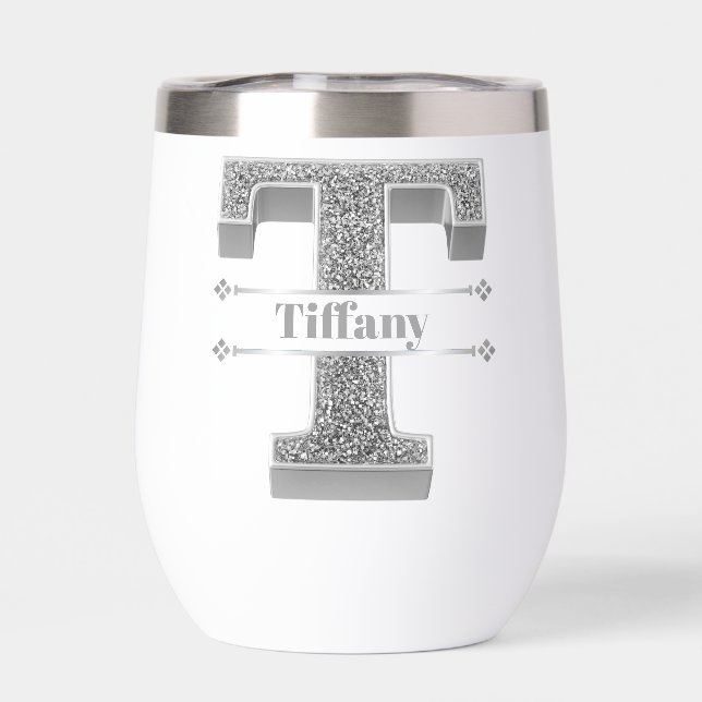 Personnalisé T Monogramme initial d'argent Votre n (Arrière)