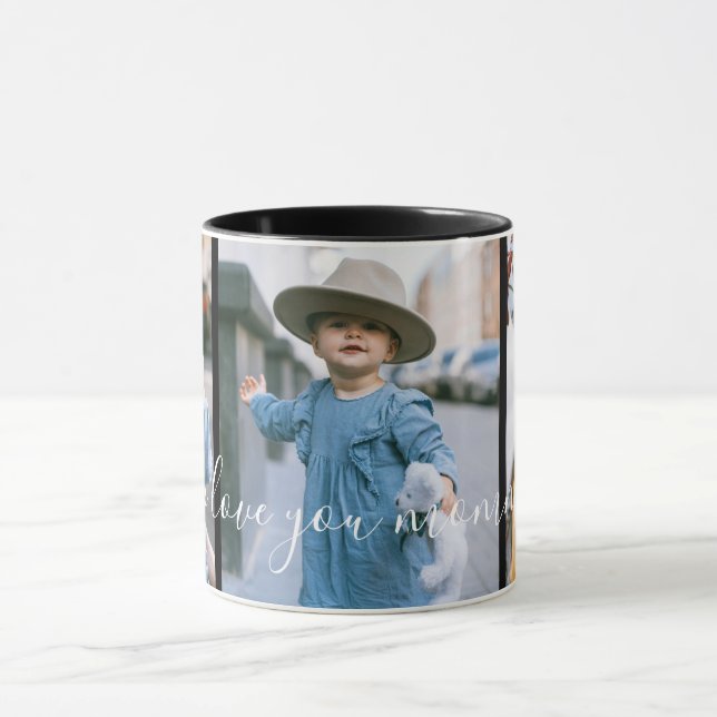 Personnalisé Trois Photo Je T'Aime Maman Mug (Centre)