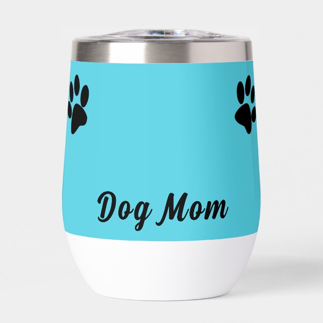 Personnalisé Turquoise & Black Dog Paw Dog Maman (Avant)