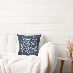 Personnalisé Un Enfant Est Né Coussin De Noël