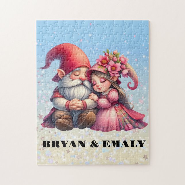 Personnalisé Valentine Gnome couple Jigsaw Puzzle (Vertical)