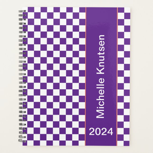 Personnalisé violet blanc À damiers 2024 (Devant)