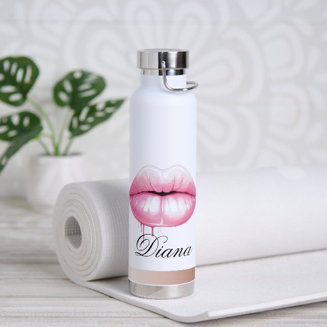 Personnalisé Votre Nom Bouteille d'eau Lips (Yoga)