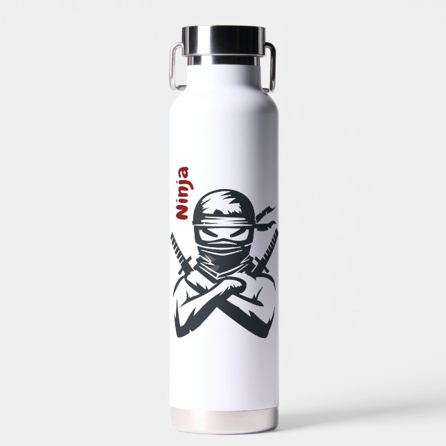 Personnalisé Votre Nom Ninja Bouteille d'eau (Avant)