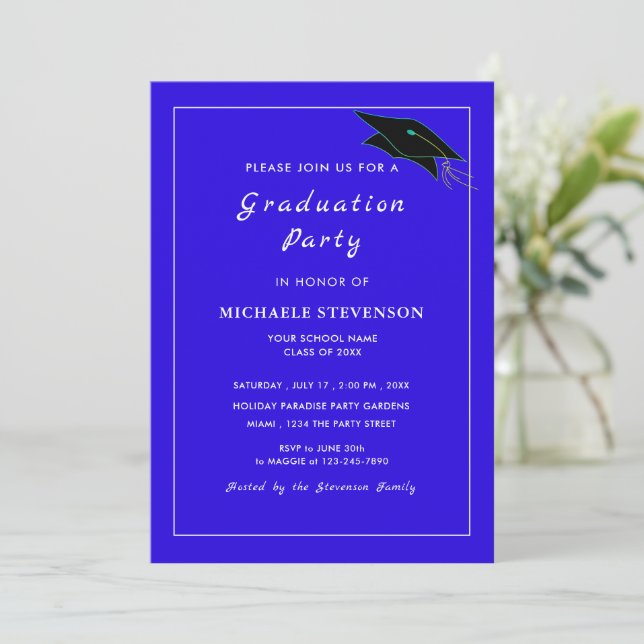Personnalisé votre propre design Blue Grad Invitat (Debout devant)