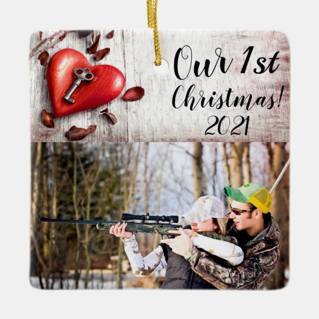 Personnalisé XMAS Ornement Pays Bois Clé de mon (Devant)