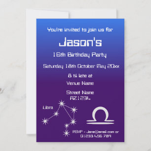 Personnalisé Zodiac Libra Galaxy Party Invitation