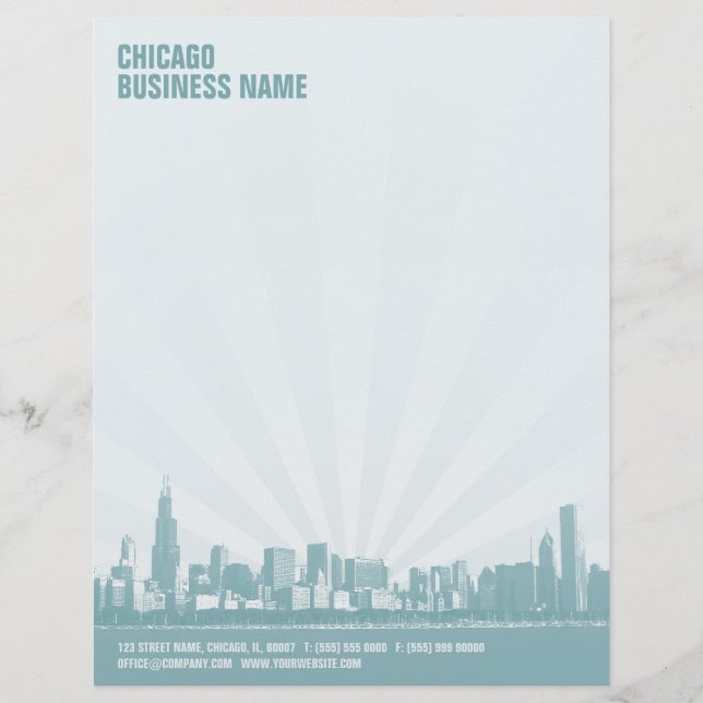 Personnalisée En-tête de lettre d'horizon de Chicago (Devant)