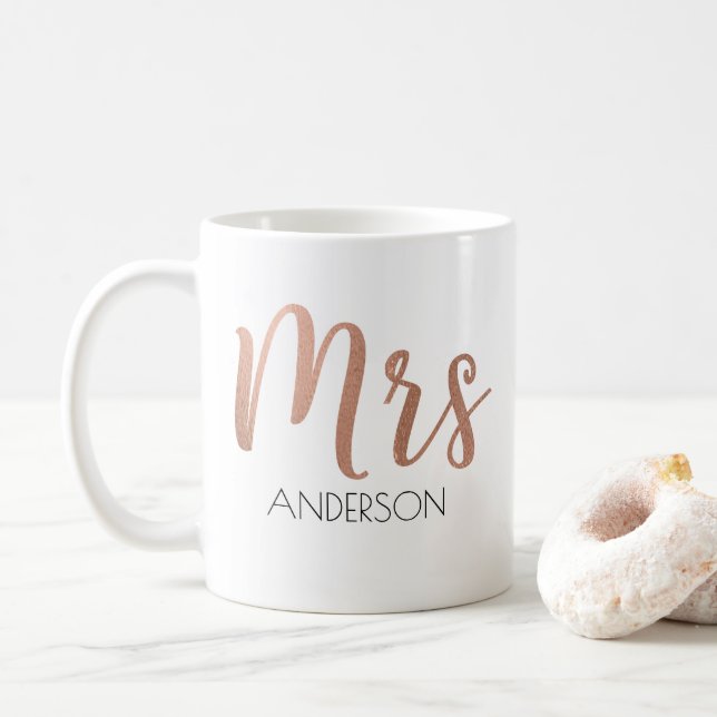 Personnalisée Mme Coffee Mug | Or Rose (Avec donut)