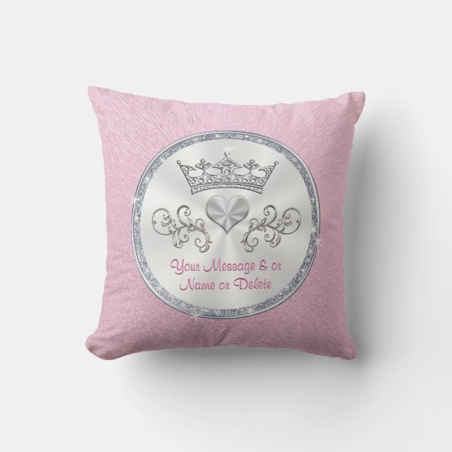 Personnalisée Princesse Tiara Coussin rose pour fi (Recto)