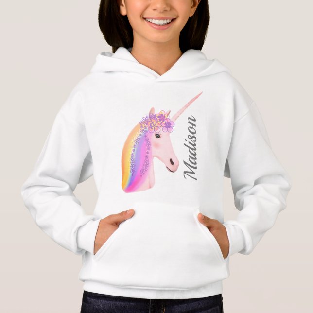 Personnalisée Rainbow Unicorn Flowers Girl (Devant)
