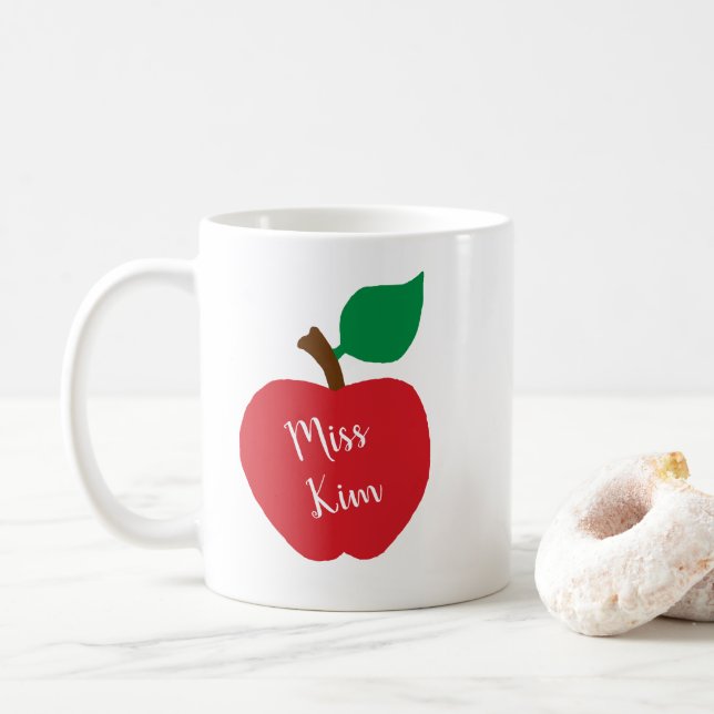 Personnaliser Apple Teacher Cadeau Café Mug (Avec donut)