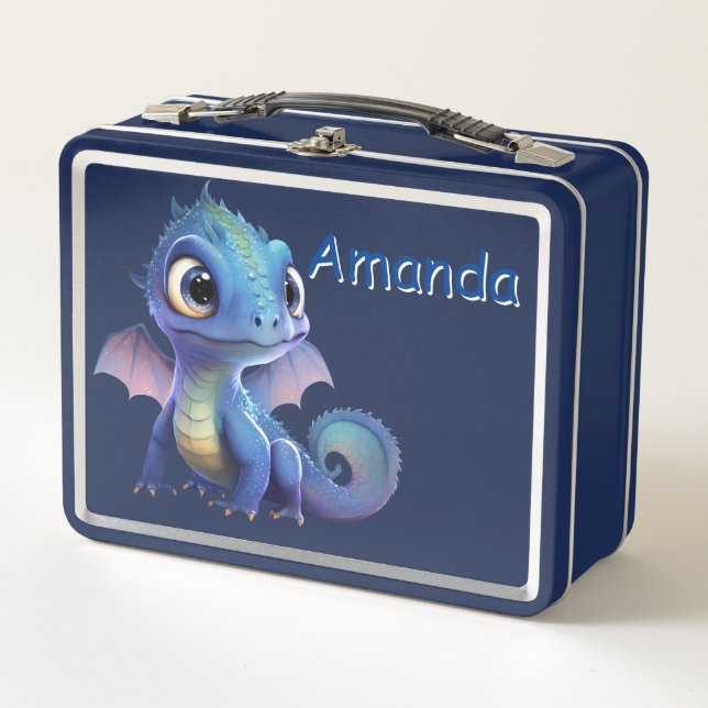 Personnaliser Bleu Dragons Métal Lunchbox (Devant)