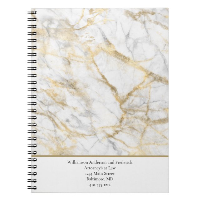 Personnaliser Carnet Marbre Or Blanc Gris Entrepri (Devant)