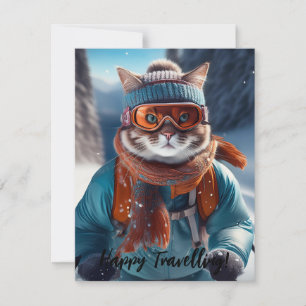 Personnaliser Chat ski sur les pistes enneigées