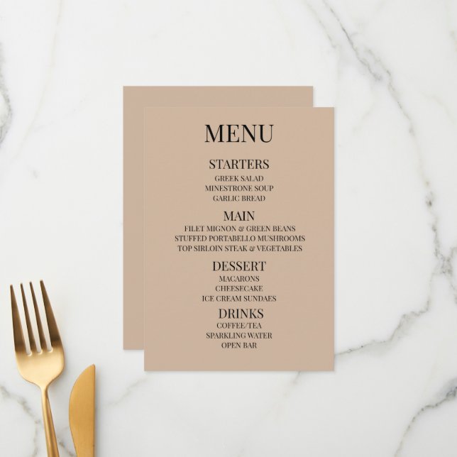 Personnaliser - Créez votre propre menu Beige pers (Devant/Arrière en situation)