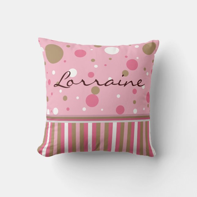 Personnaliser de coussin de rose et de brun (Recto)