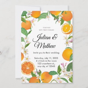 Personnaliser de Faire-part de mariage orange jaun