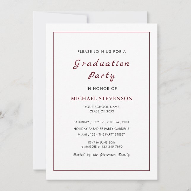 Personnaliser d'invitation simple White Graduation (Devant)
