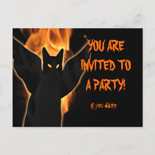 Personnaliser Éffrayant Chat Halloween Invitation  (Devant)