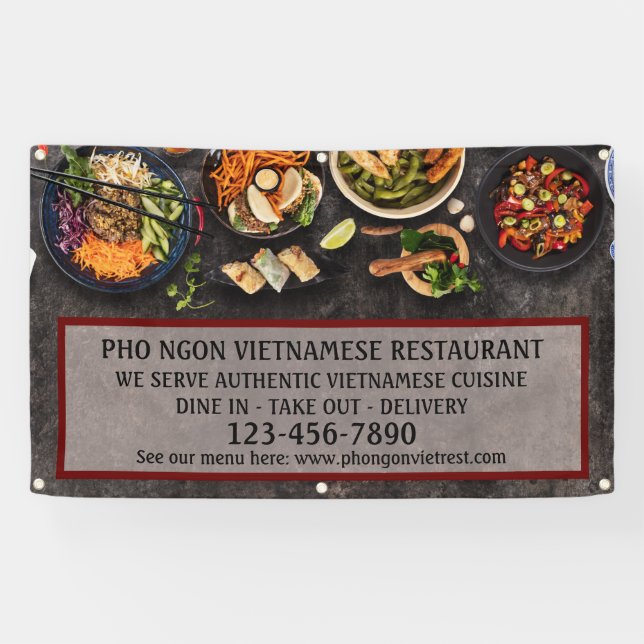 Personnaliser Grande Bannière de Mur de Restaurant (Horizontal)