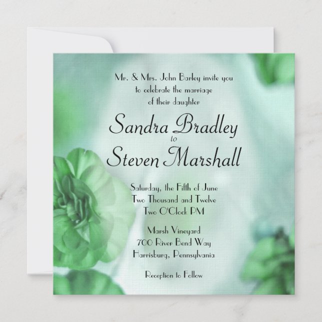 Personnaliser Green Floral Wedding Invitations non (Devant)