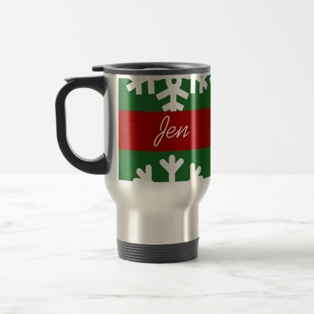 Personnaliser Green Snowflake Voyage Café Mug (Gauche)