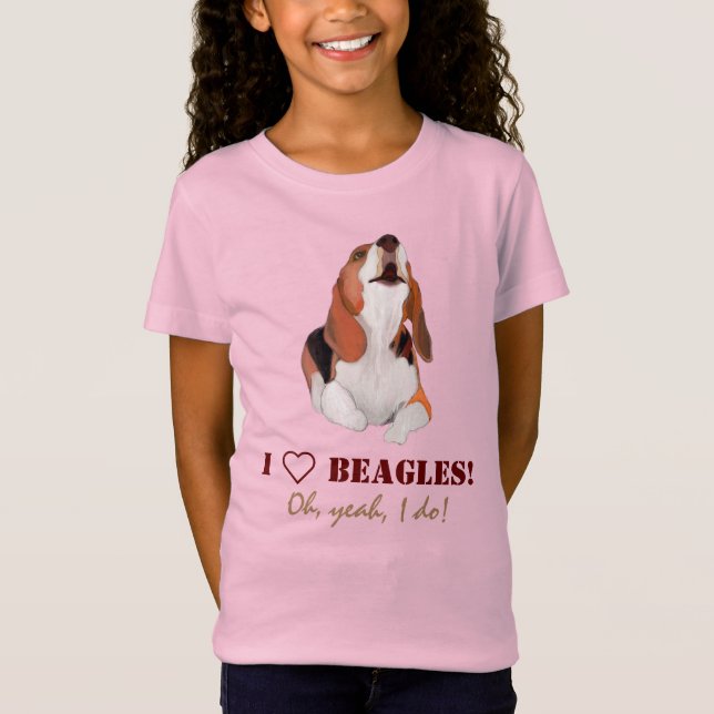 Personnaliser I Love Howling T-shirt Beagle (Devant)