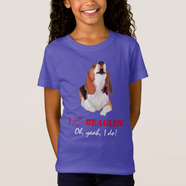 Personnaliser I Love Howling T-shirt Beagle (Devant)