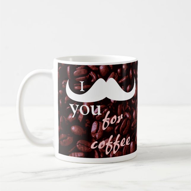 Personnaliser Je te moustache pour tasse de café (Gauche)