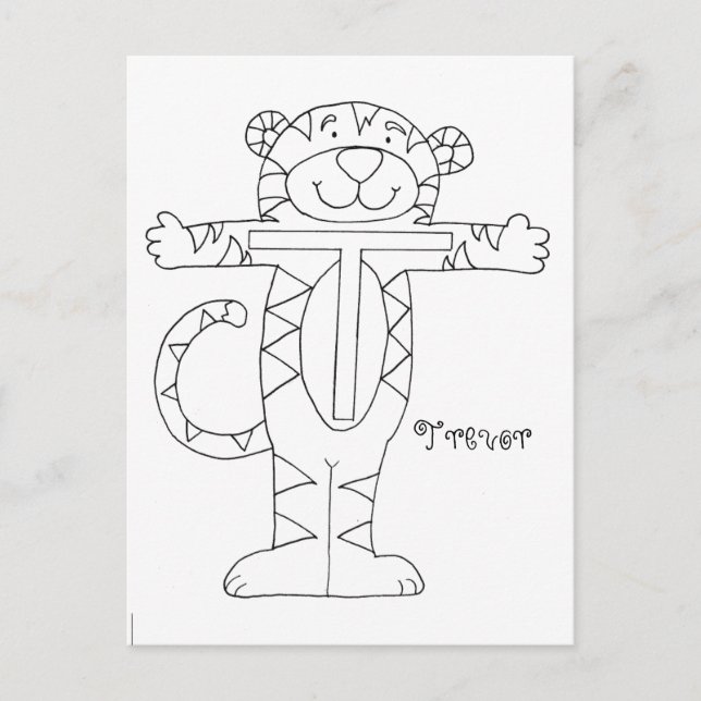 Personnaliser la carte postale Lettre T Color Me (Devant)