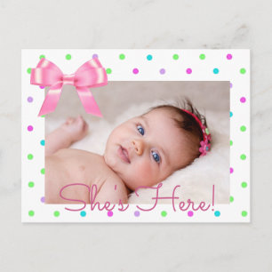 Personnaliser la photo "Elle est ici" Faire-part d