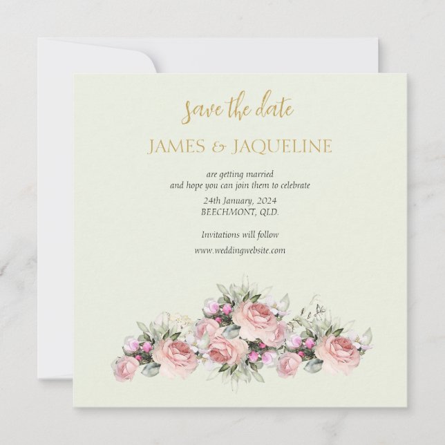 Personnaliser la rose bouquet de Save the Date (Devant)