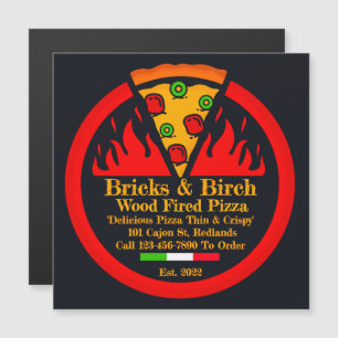 Personnaliser l'aimant promo de restaurant de pizz