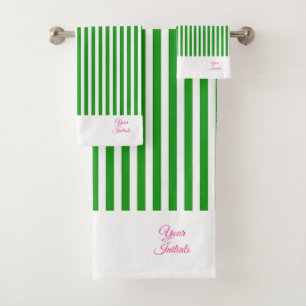 Personnaliser le cadeau Mariage Vert rayé blanc